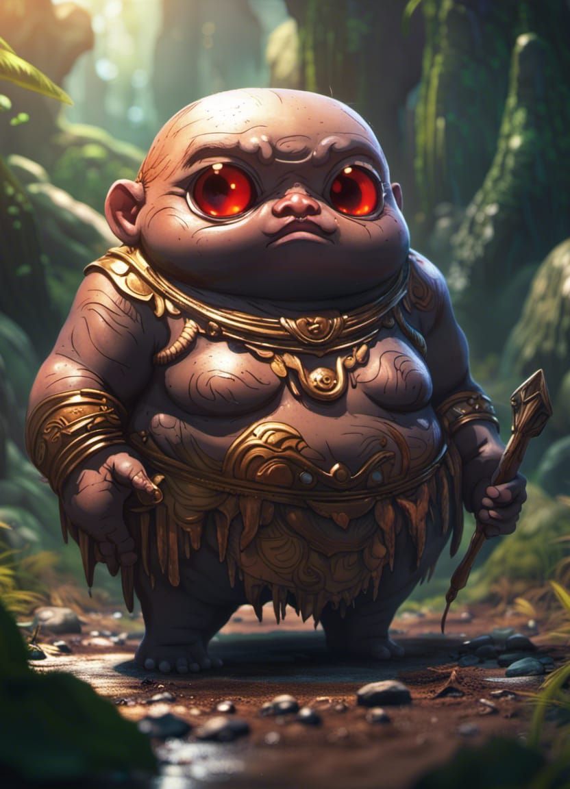 Cute, Horrific Baby Anunnaki in Volcanic Jungle