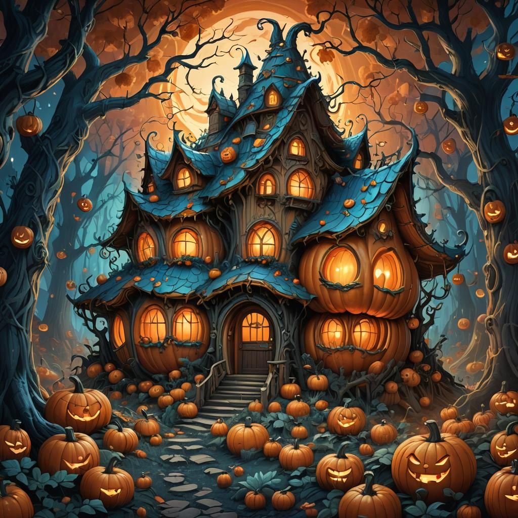 Mystical Pumpkin House in Enchanted Forest