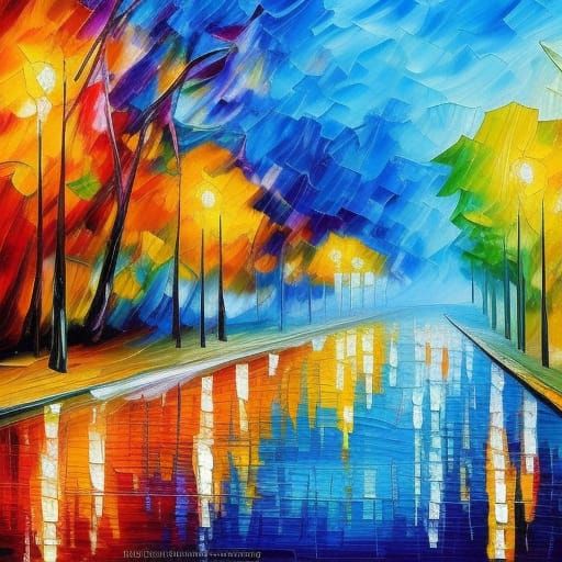 Neo-Impressionist Landscape with Textured Paint