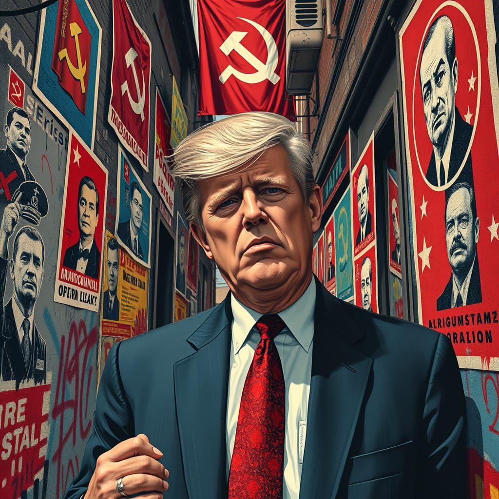 Conservative Politician Confronted by Authoritarian Symbols...