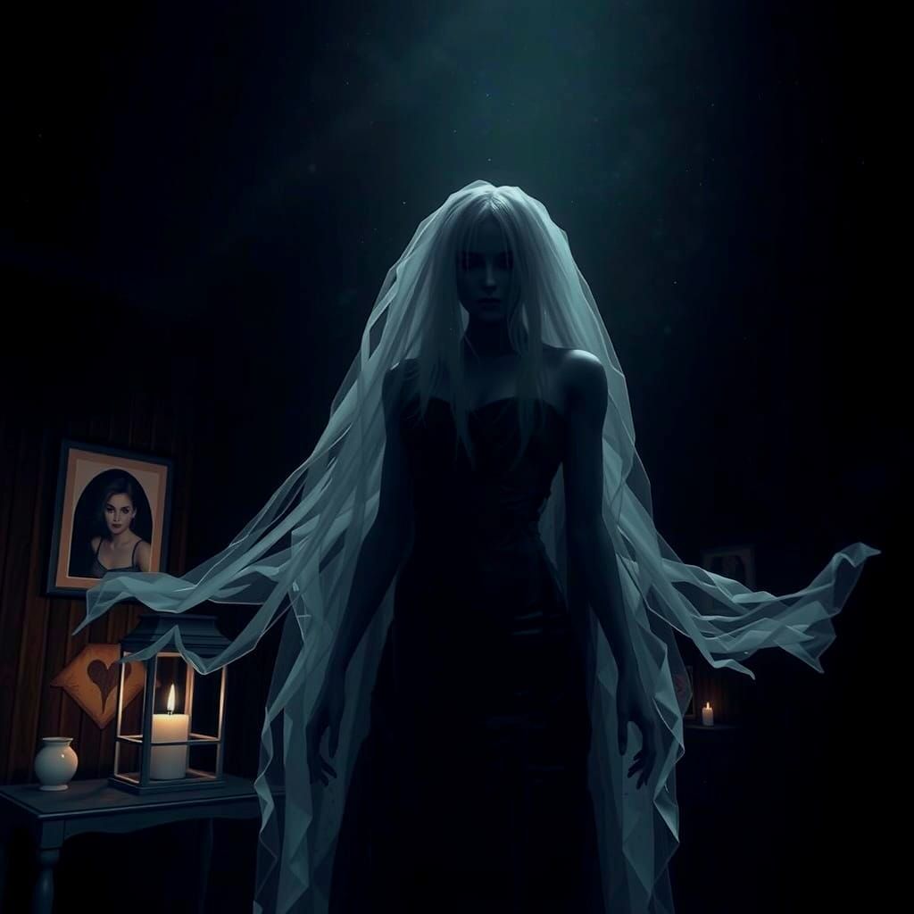 Ghostly Figure Haunts Lover in Dark Nightmare