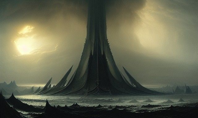 Gigantic Leviathan Eats Earth: Sinister Charcoal Drawing