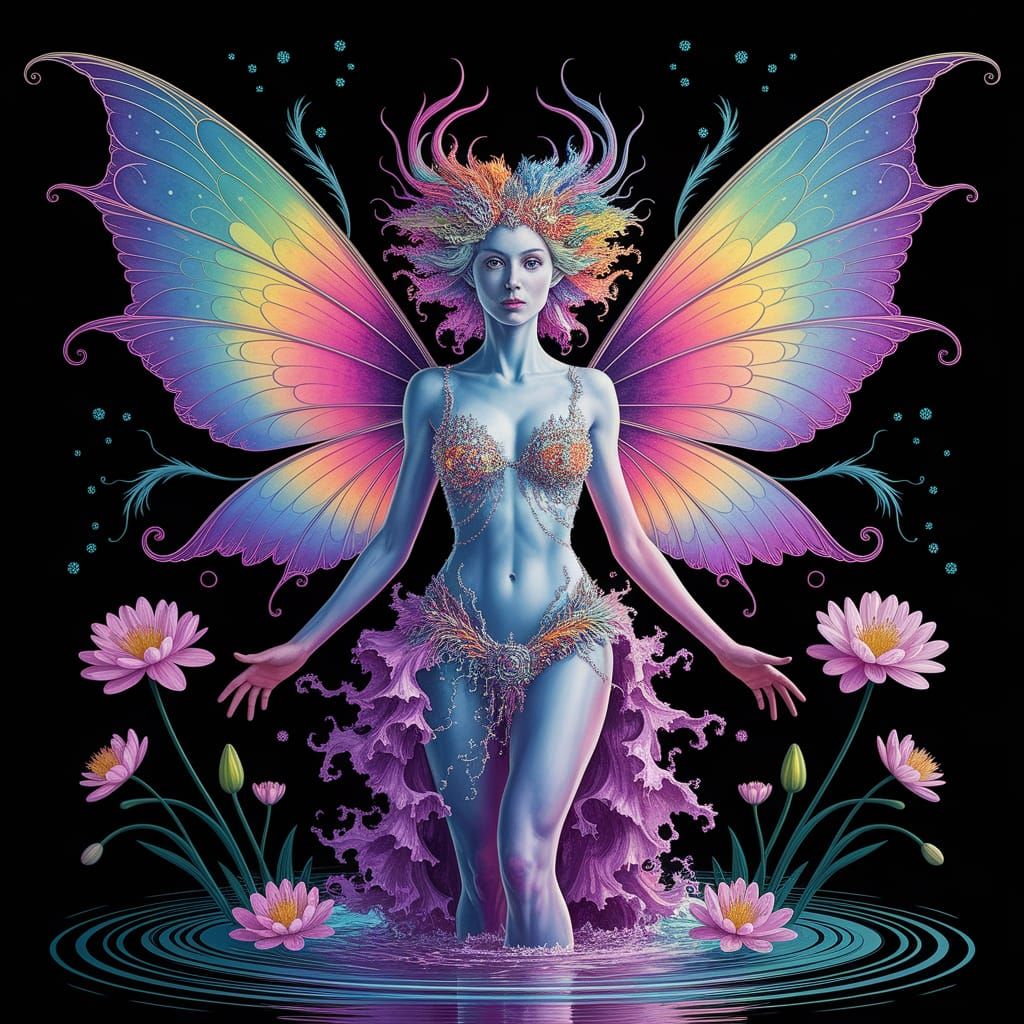 Magnificent Ethereal Fairy With Waterlilies