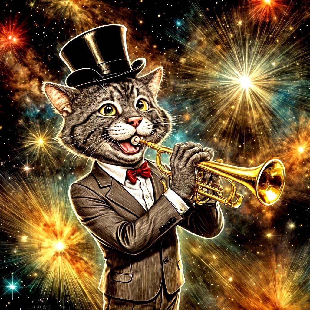 Cartoon Cat: Louis Armstrong as Feline Jazzman