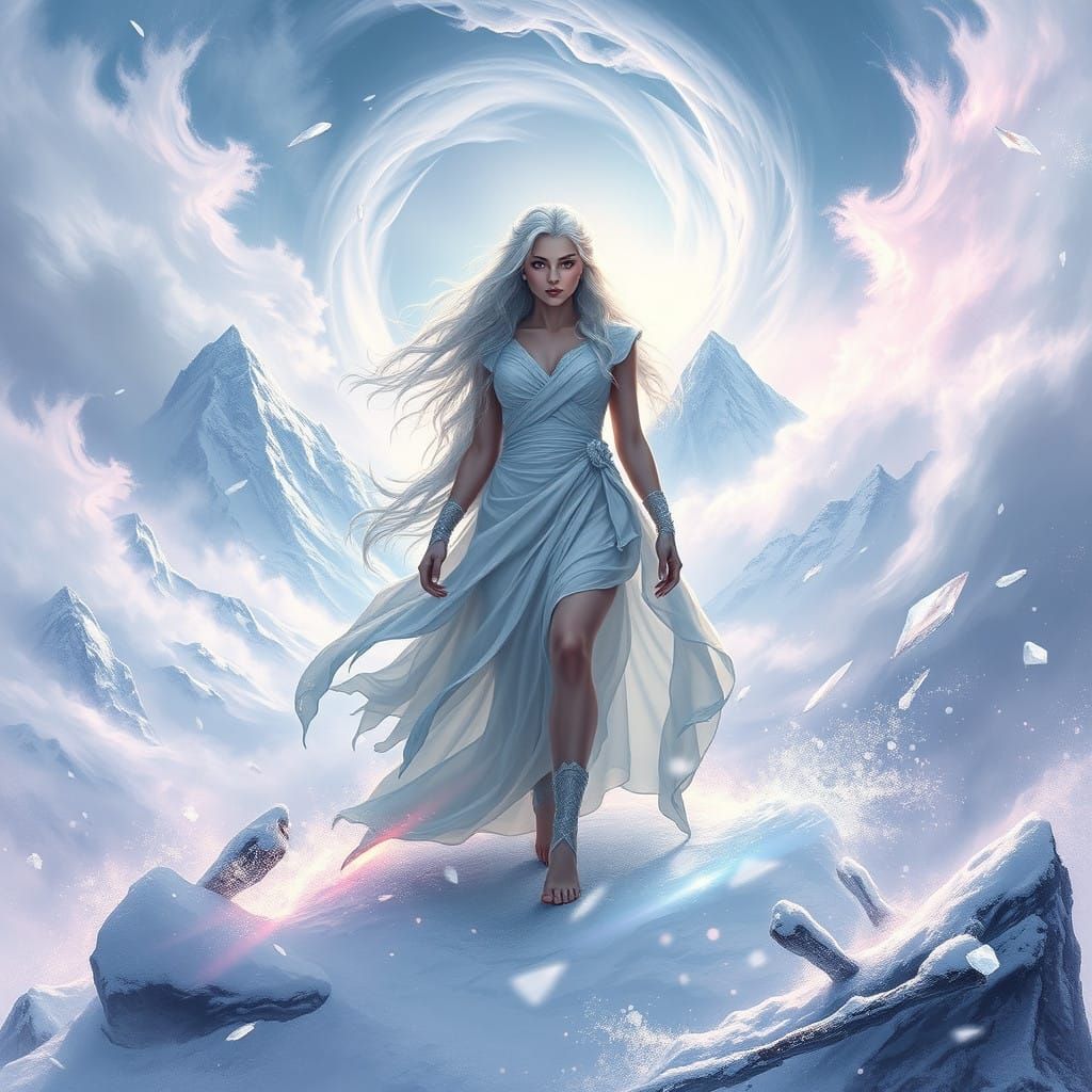 Ethereal Goddess of the Frozen Wilderness in Epic Style