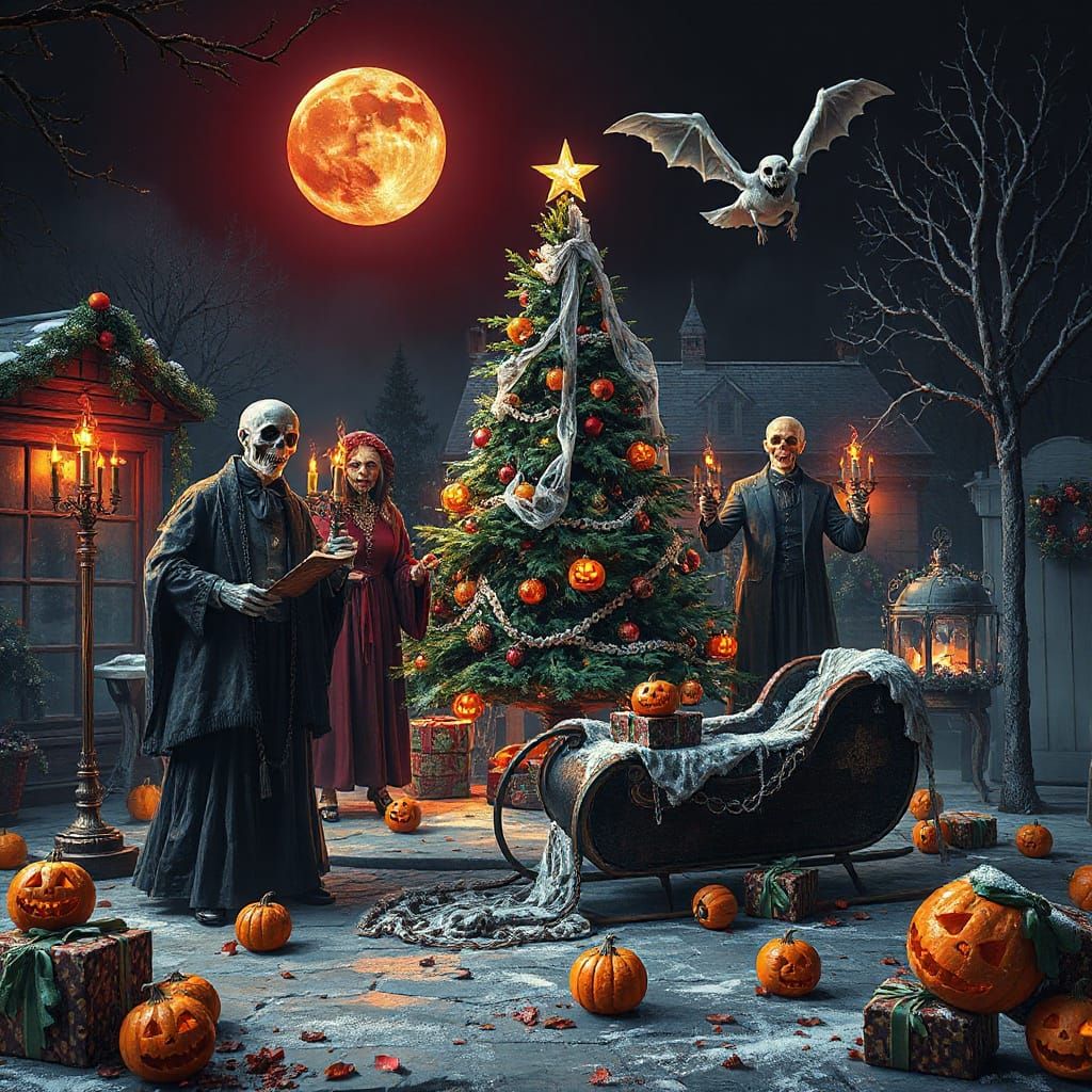 Undead Carolers Haunt a Spectral Christmas Market