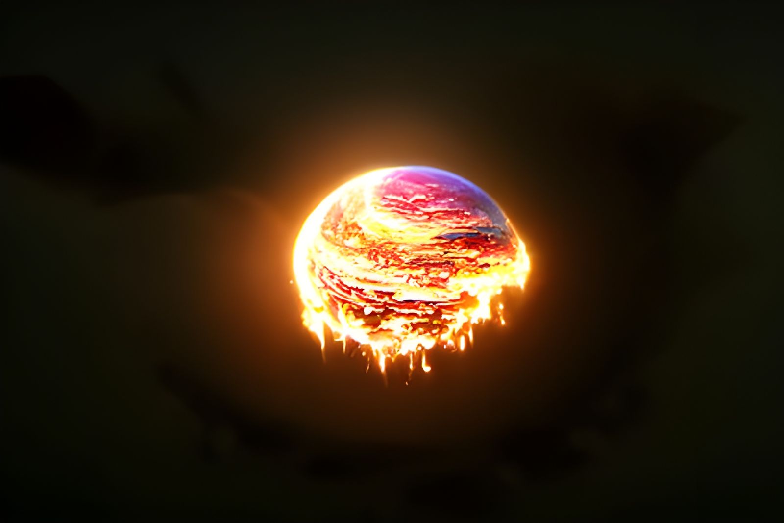 Burning Planet Concept Art in Night Sky