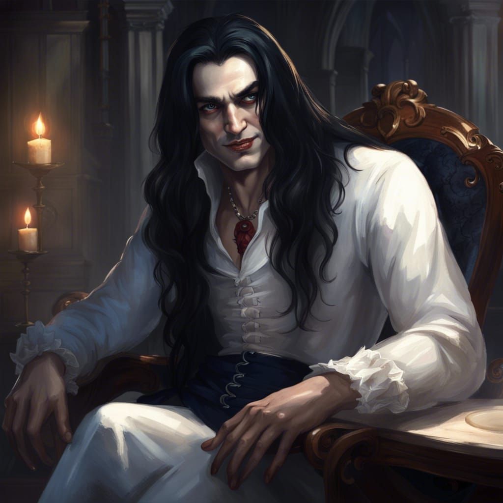 Gothic Vampire Portrait in Art Nouveau Style