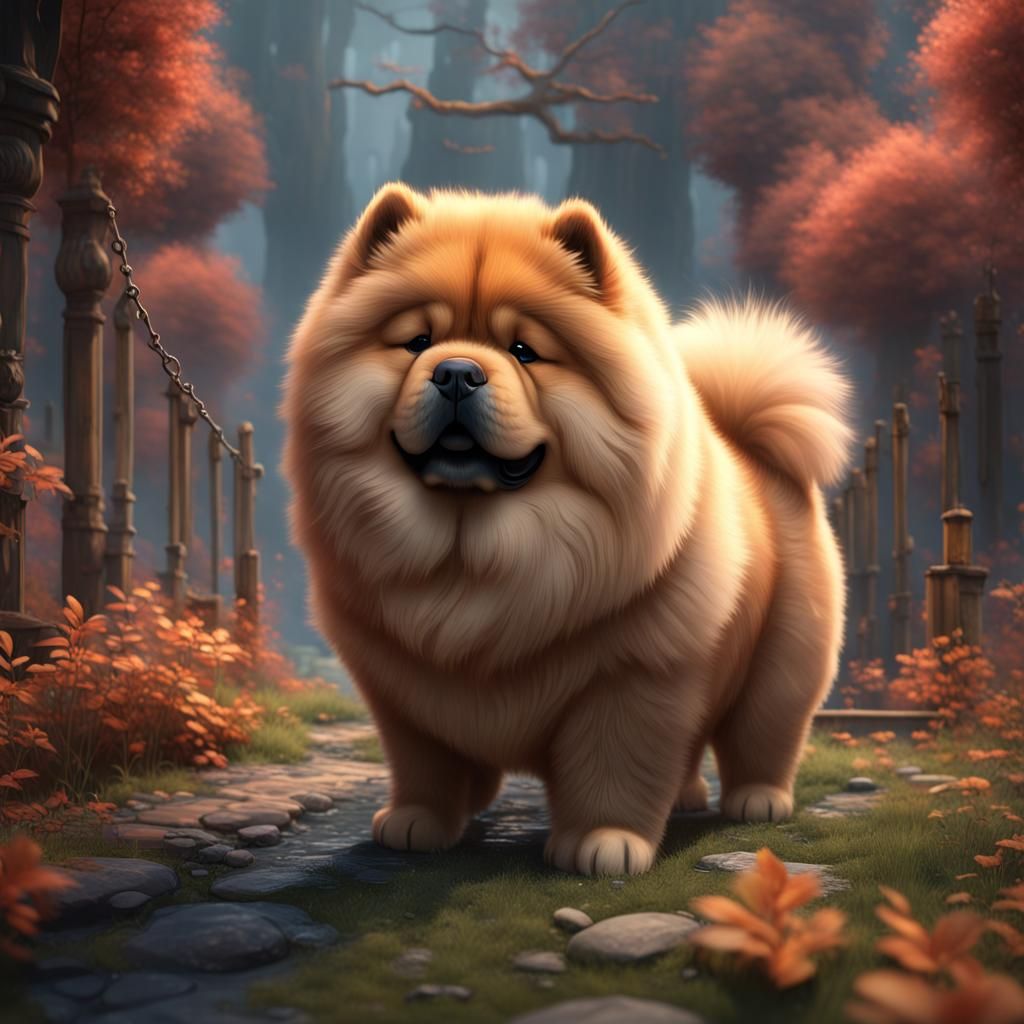 Cute Chow Chow Detailed Matte Painting