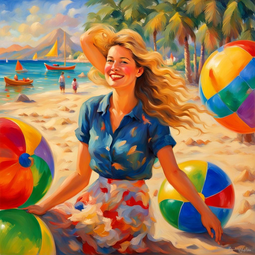 Coastal Woman in Impressionist Dreamscape