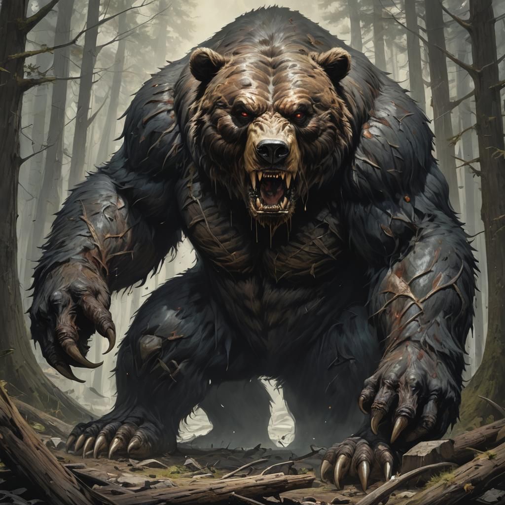 Sinister Monstrous Bear, Fantasy Illustration
