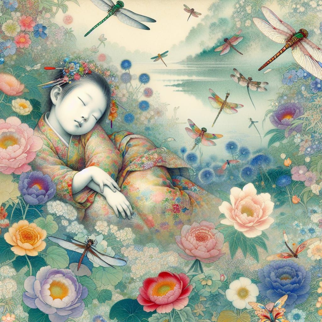 Dreamy Child Fairy Amidst Whimsical Blooms