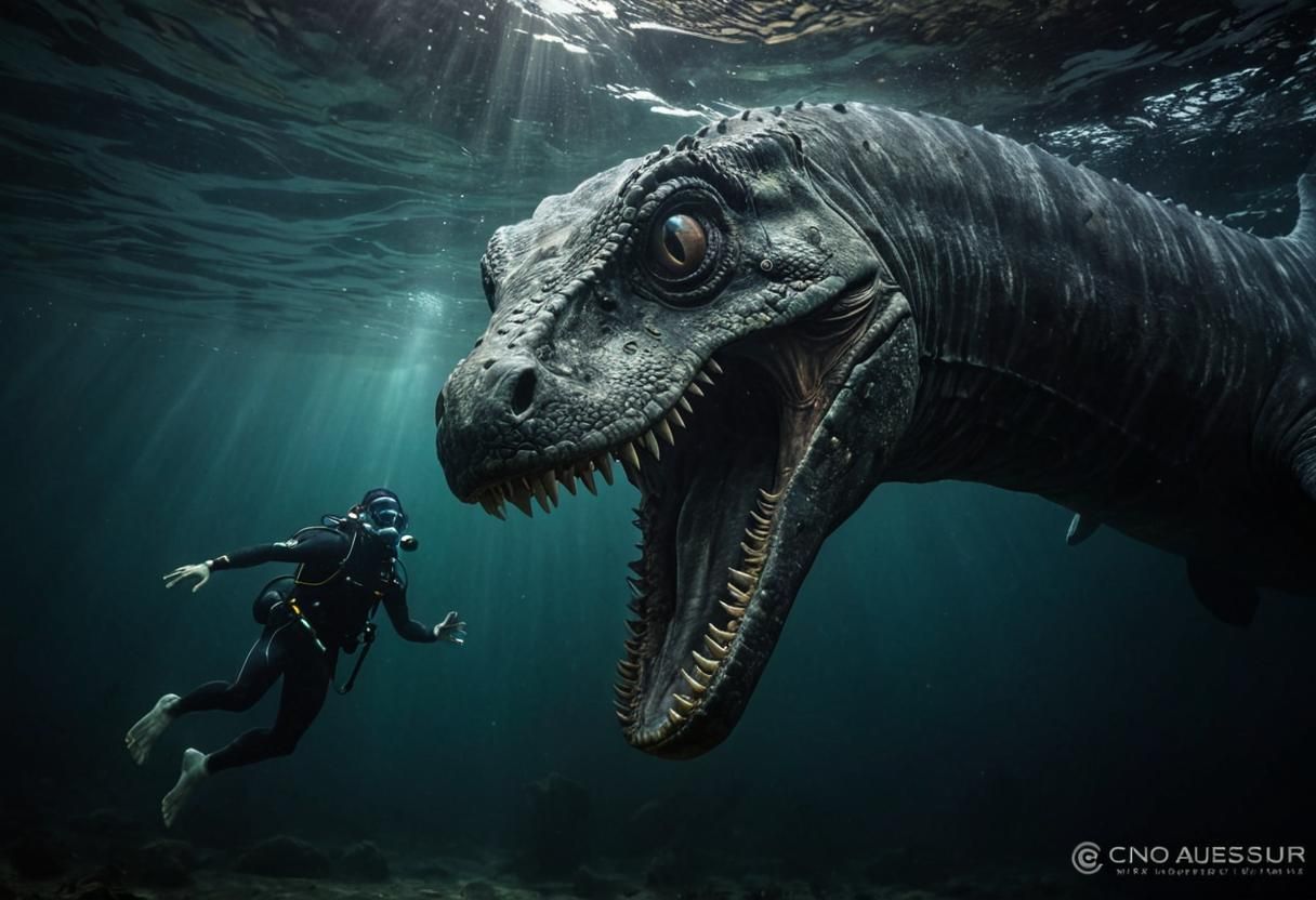 Horrifying Underwater Demon Eye Encounter in Ultrarealism