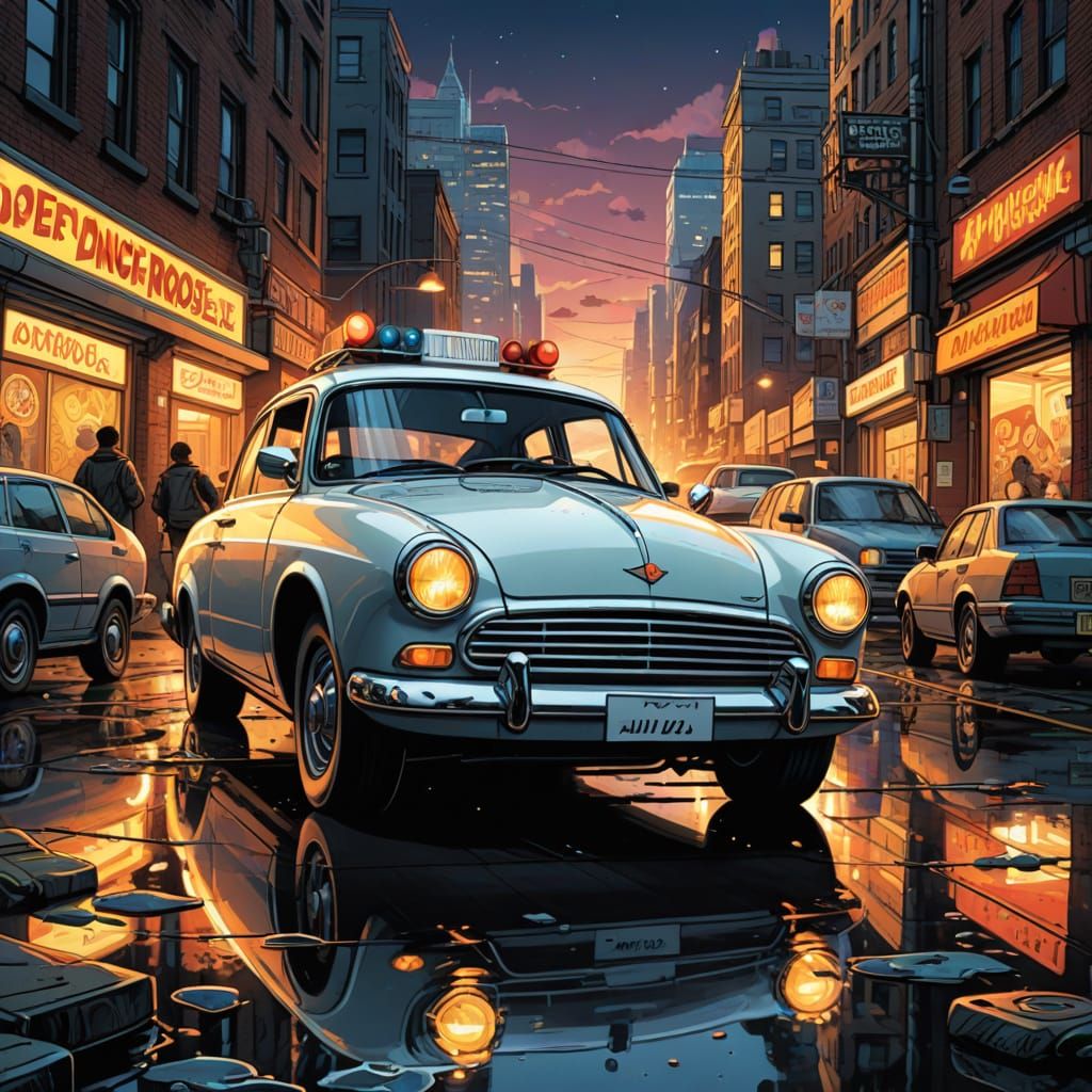 Car in Comic Book Art Style