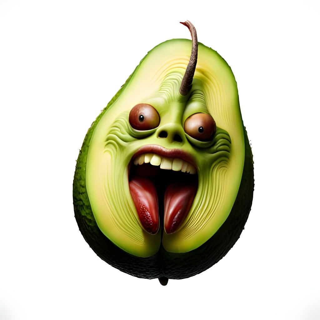 Disturbing Avocado Creature with a Grotesque Grin
