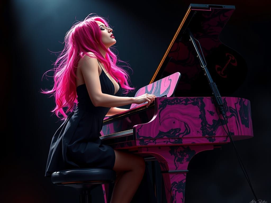 Pink and black piano