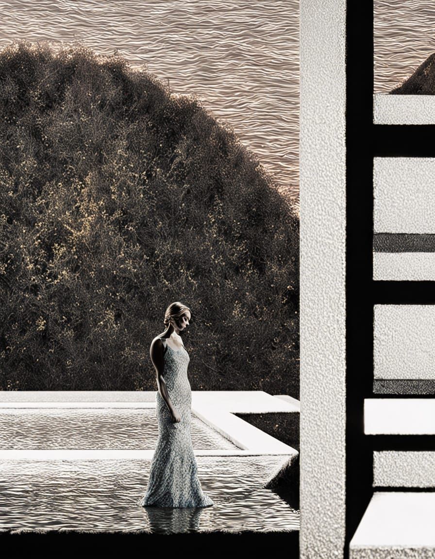 Surreal Garden Scene in Salvador Dali Style