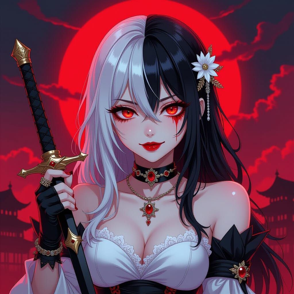 Anime Villainess with Dagger in Ruined Festival