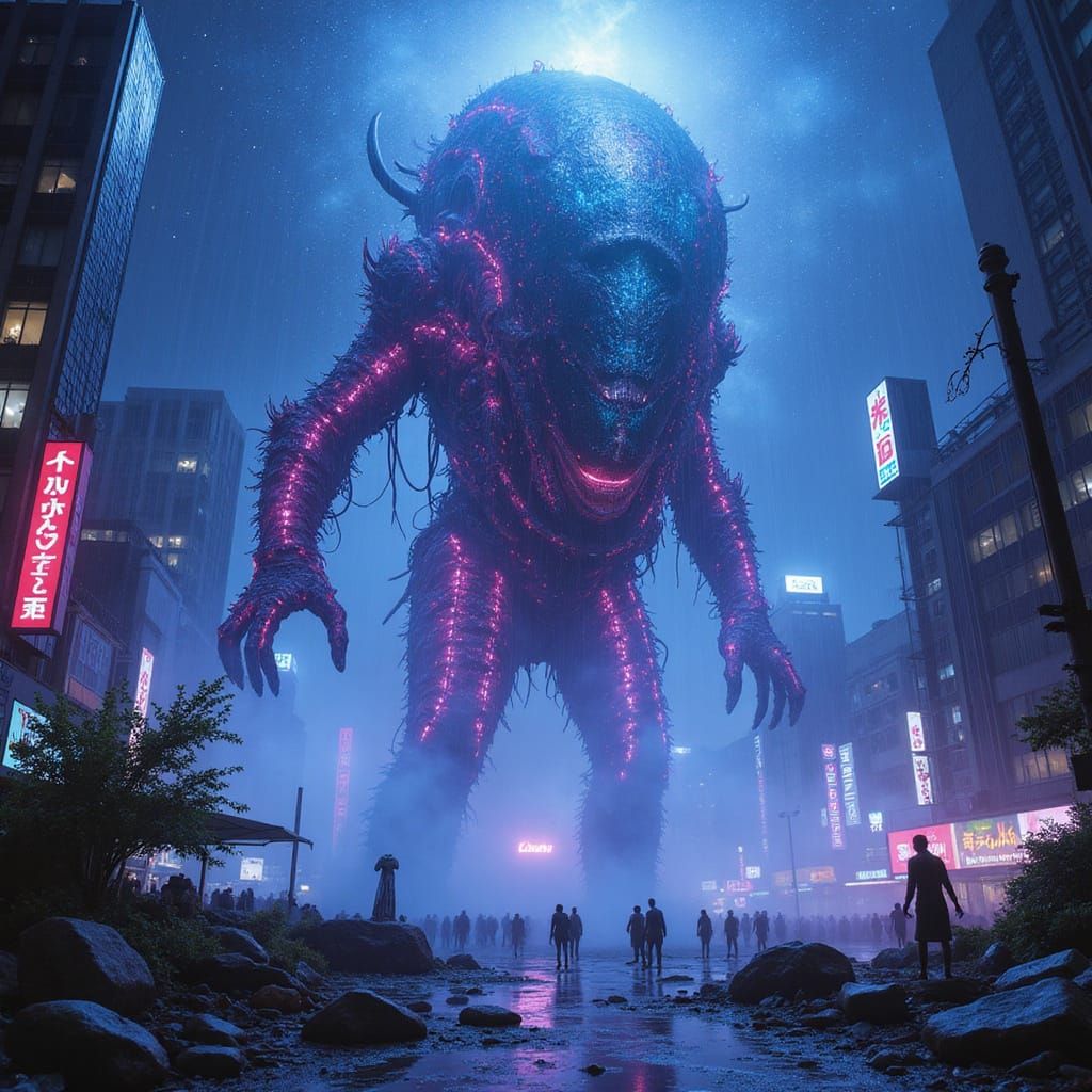 Glowing Neon Lattice in a Futuristic Cosmos