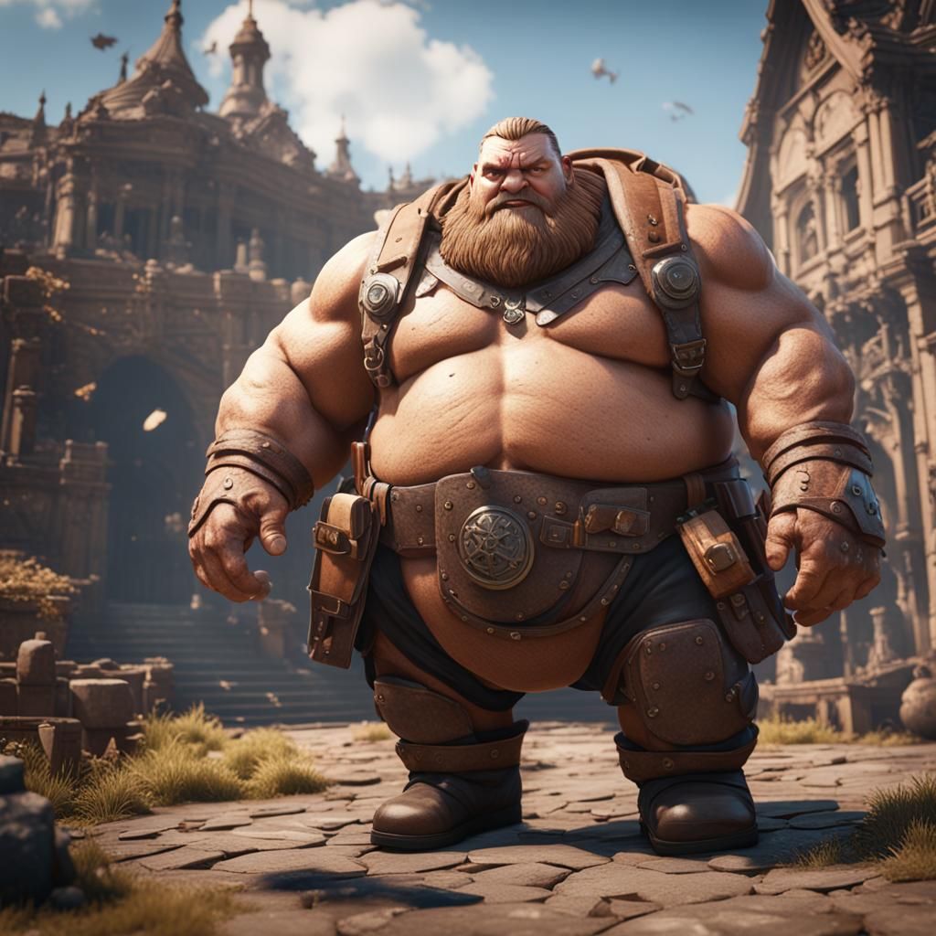 Detailed 3D Render of a Huge Person