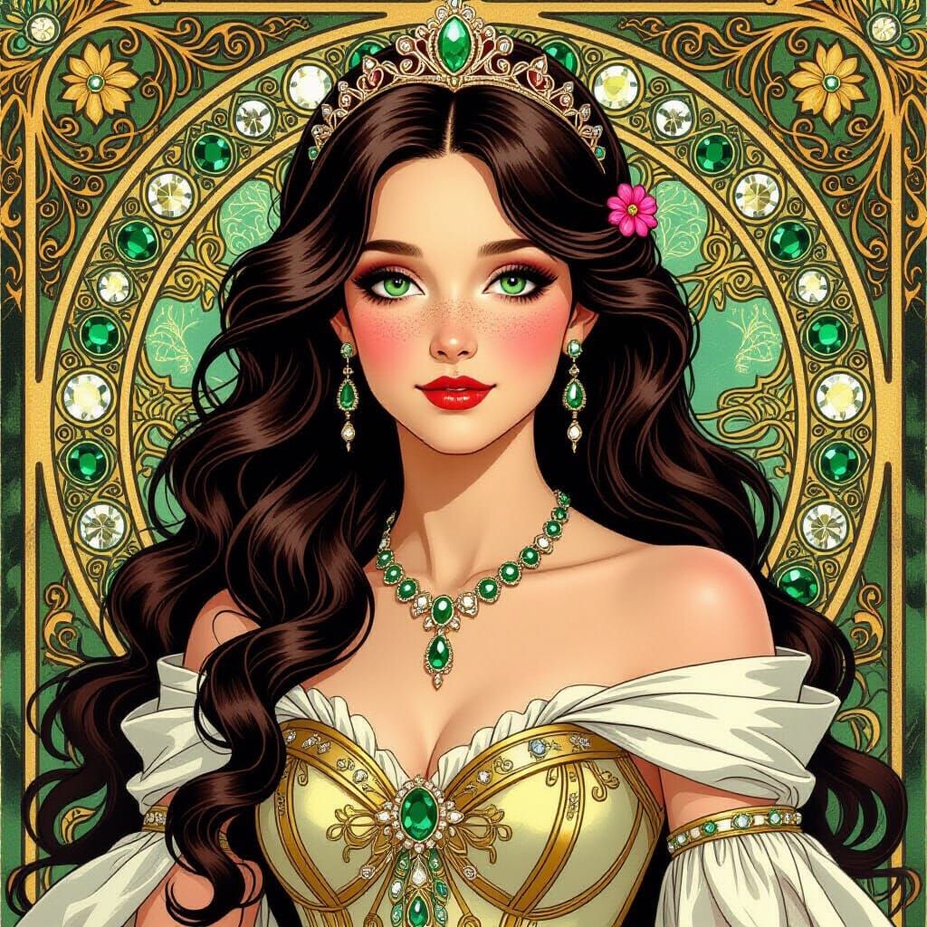 Elegant Princess Portrait in Art Nouveau Style