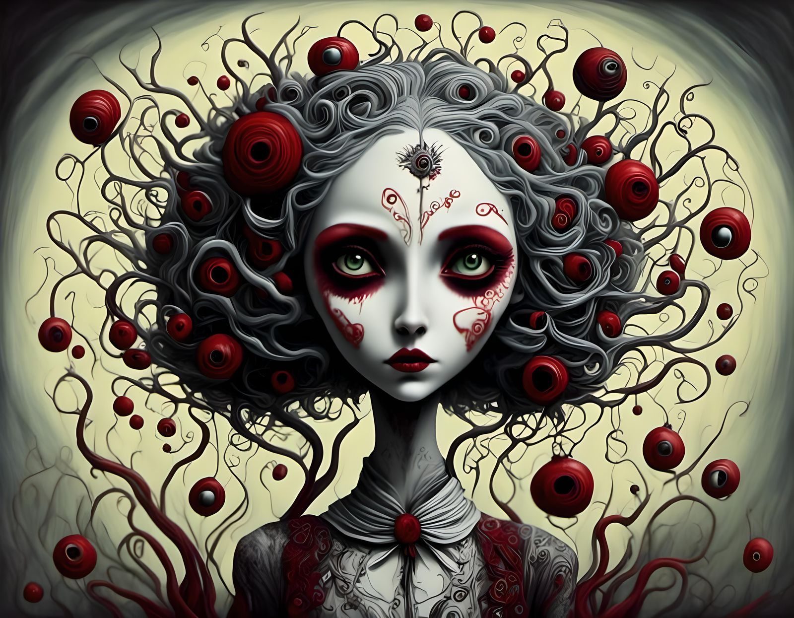 Distorted Faces in a Dreamlike Setting