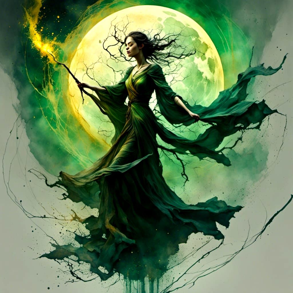 Enchanting Witch with Moonlit Magic