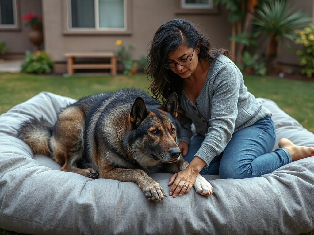 Woman Comforts Dying Wolf Dog in the Rain