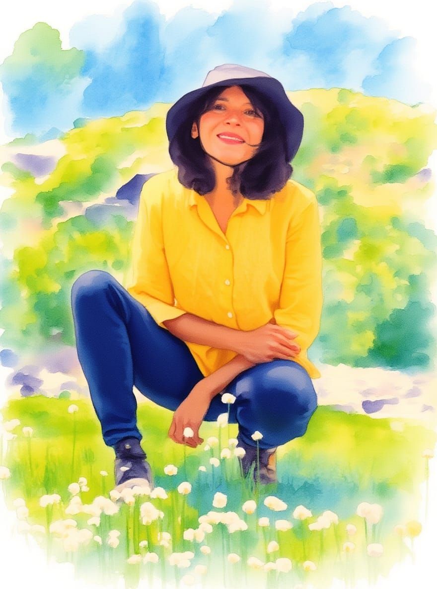 Sunny Watercolor Painting in Pastel Tones