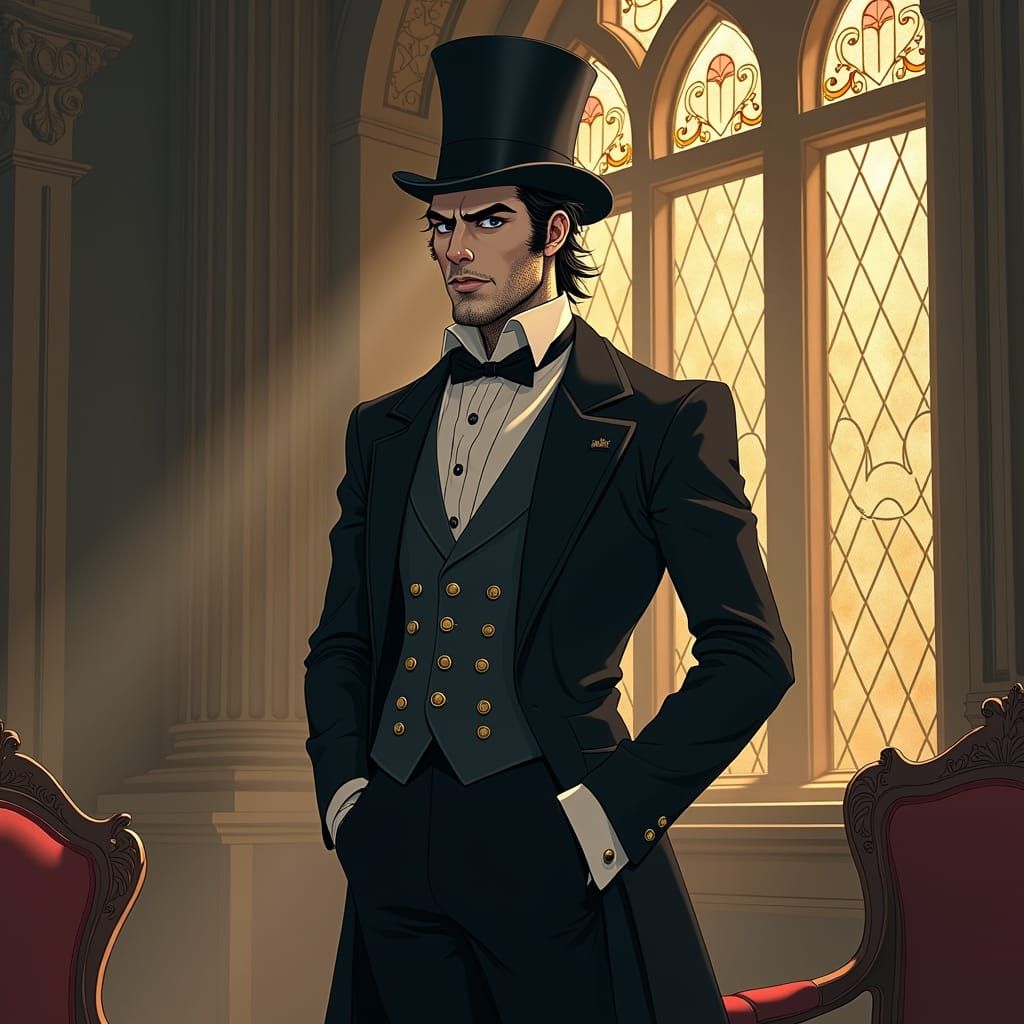 Bank Vampire in Ghibli-Inspired Anime Style