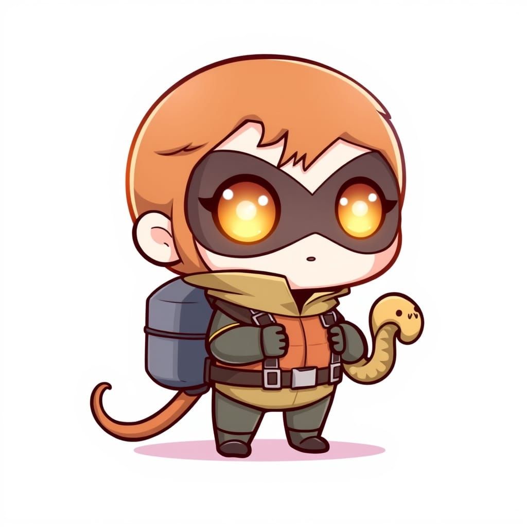 Chibi Robin with Worm: Cute Digital Art