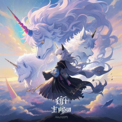 Anime Style Uniwolf: Unicorn Wolf Hybrid