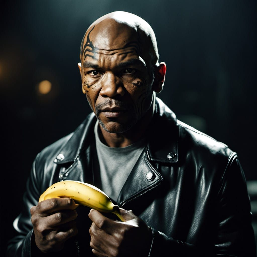 Mike Tyson in a Cinematic, High-Contrast, Film-Noir Style