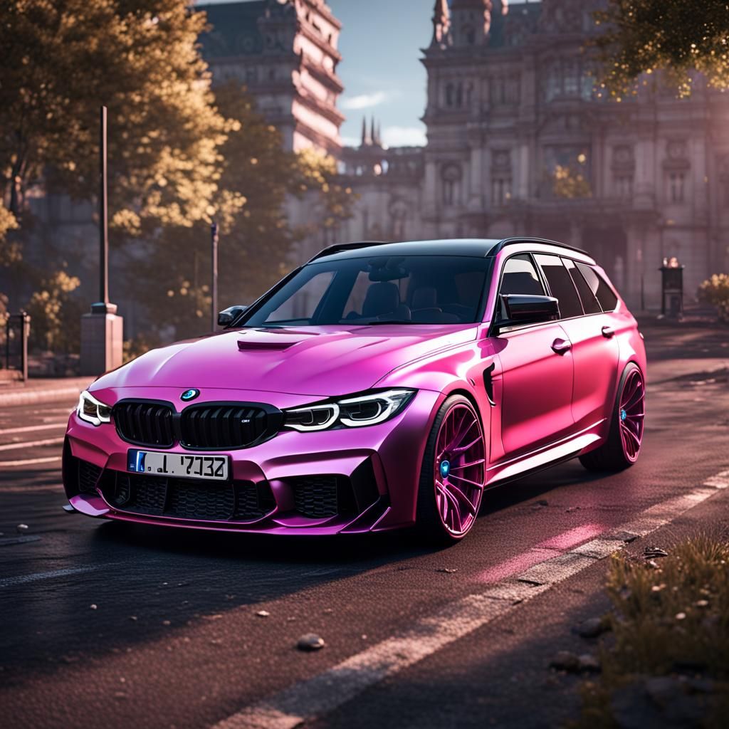 Pink BMW M3 Touring in 3D Game Style