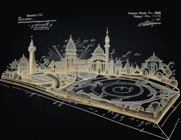 Modern Rome: Gold Filigree Technical Drawing