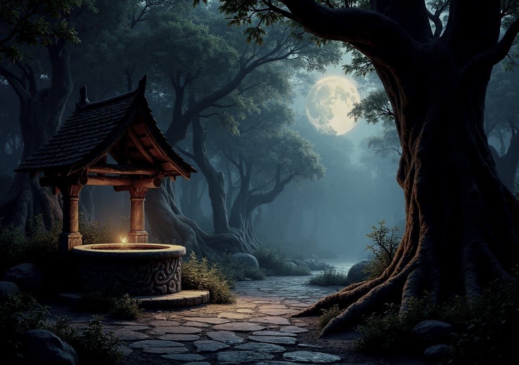 Village Well in Haunted Forest: Matte Painting