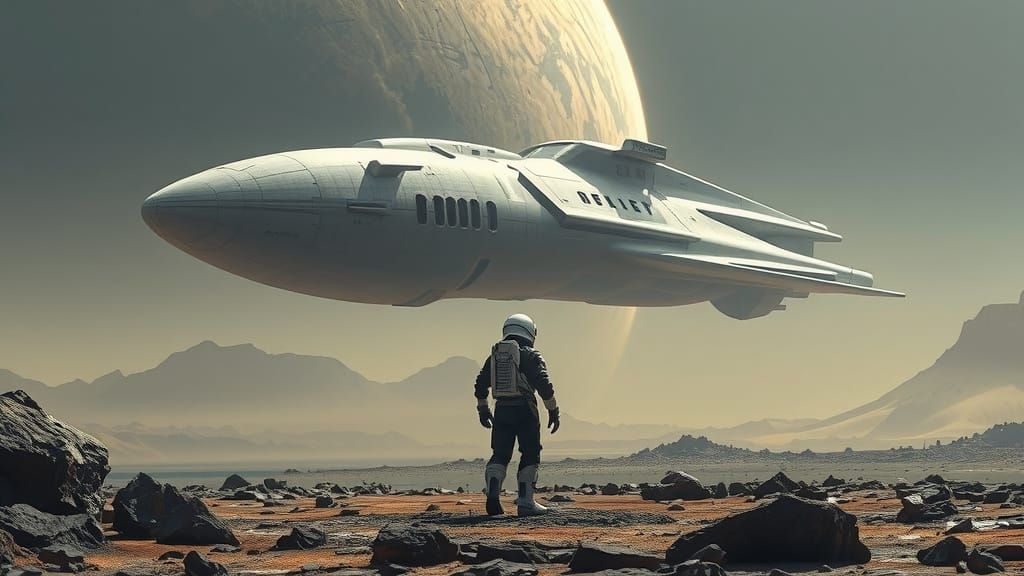 Astronaut on Alien Planet with Spaceship