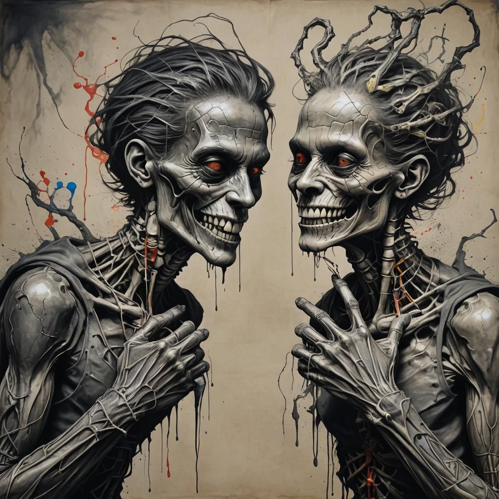 Hyperrealistic Creature Controls Androgynous Figure