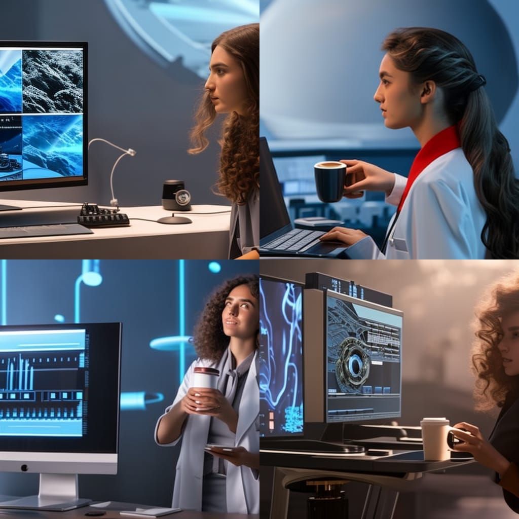 Medical Student with Microscope: Detailed Matte Painting