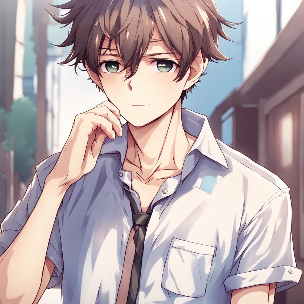 Handsome Anime Boy in Hot Shirt: Anime Key Visual