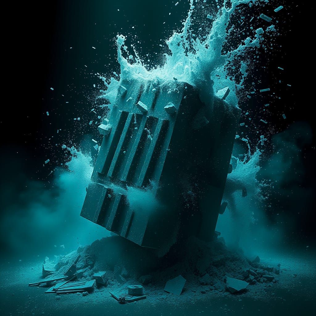 Digital Code Disintegrates into Glitchy Vortex