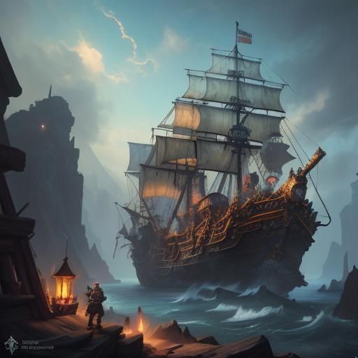 Detailed Matte Painting of a Pirate Dwarf