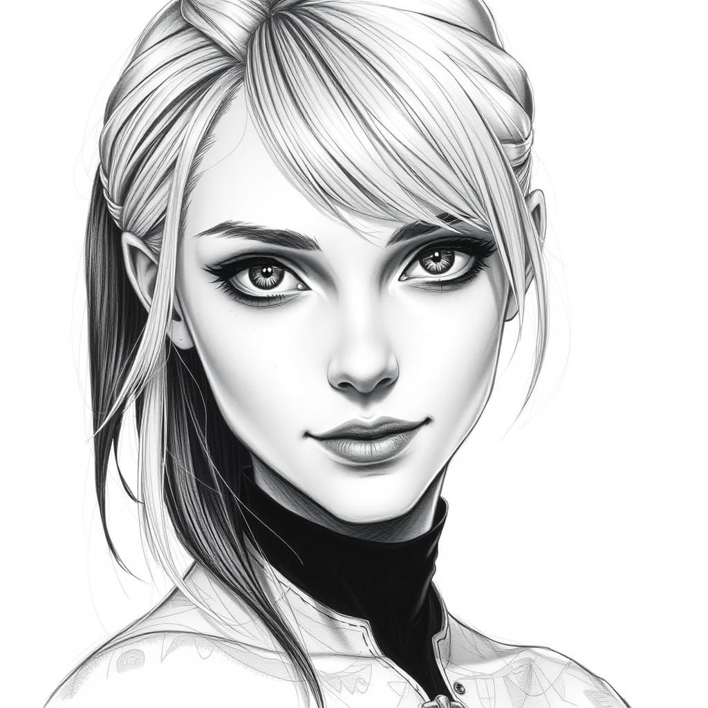 Heterochromatic Woman in Charcoal Illustration