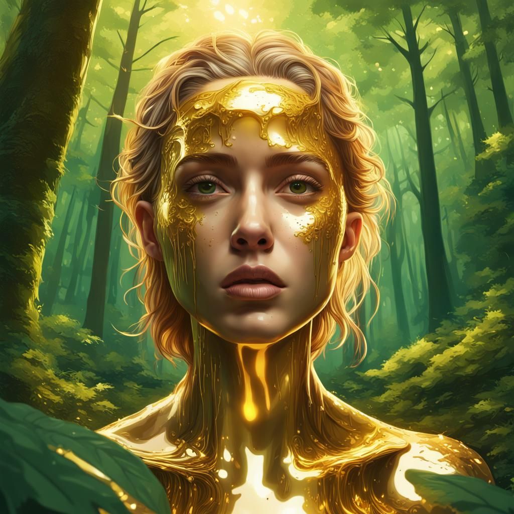 Golden Light Illuminates a Hyperrealistic Forest