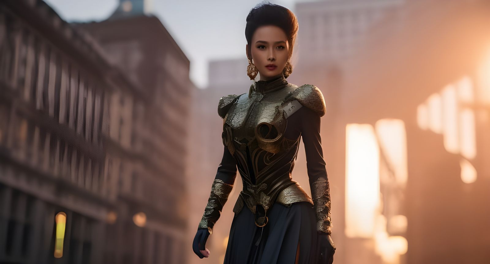 Steampunk Robots on Dystopian Runway, Hyperdetailed Digital ...