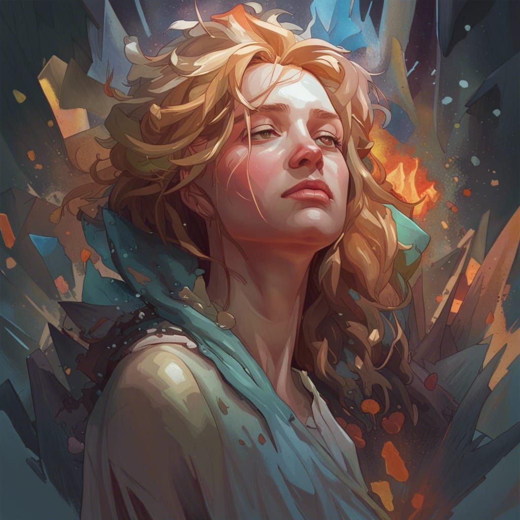 Depressed Person Portrait in Hyperdetailed Digital Art Style