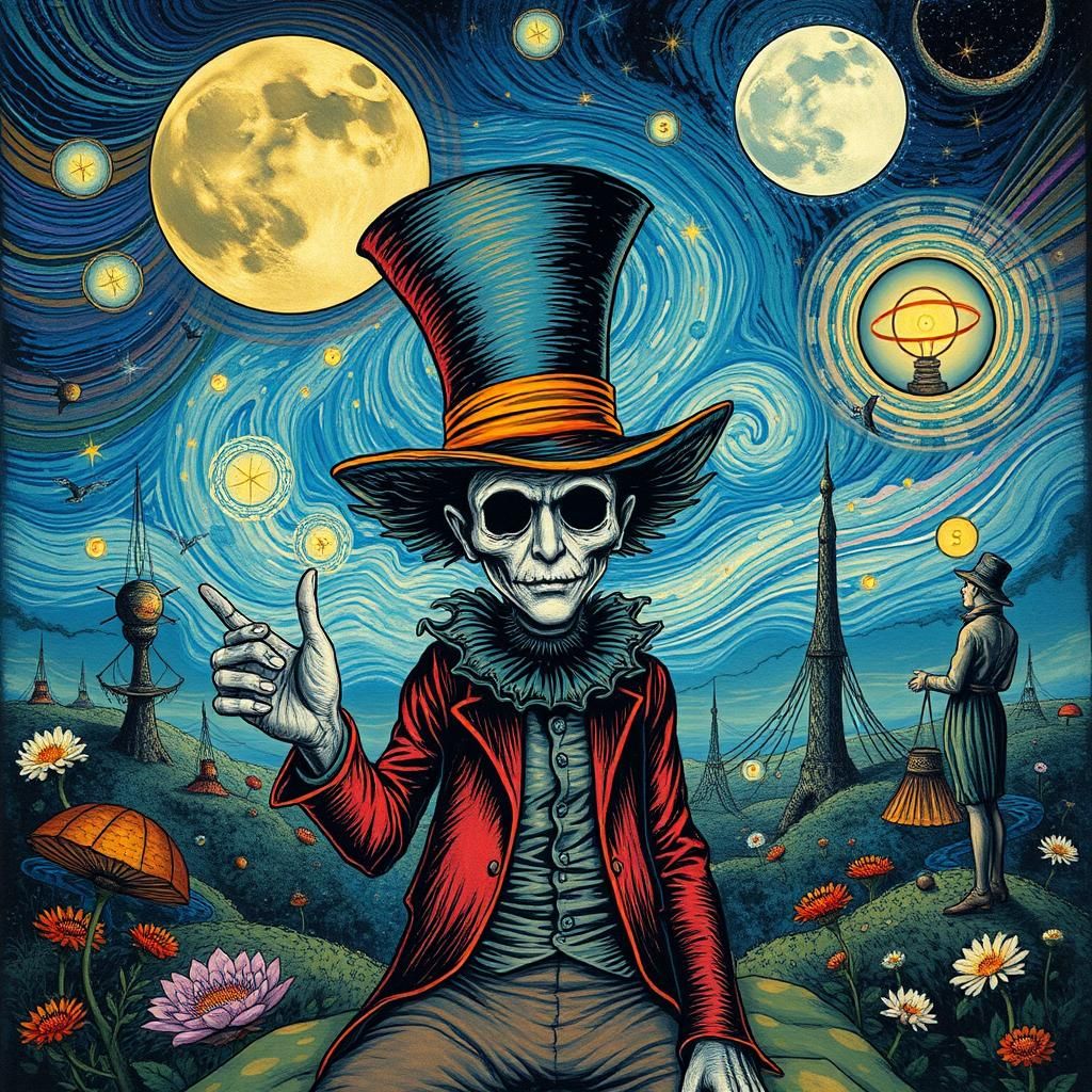 Mad Hatter Namaste: A Surreal Art Fusion