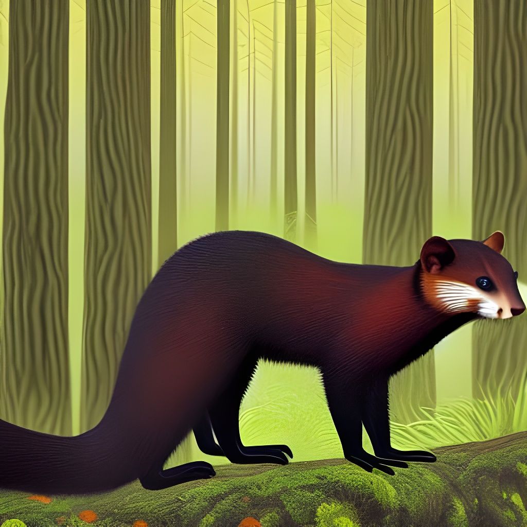 Marten in Forest: Hyperdetailed Art