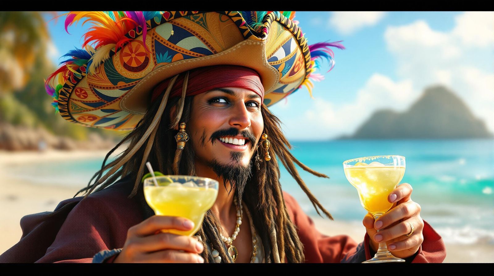 Captain Jack Sparrow in a Vibrant Sombrero