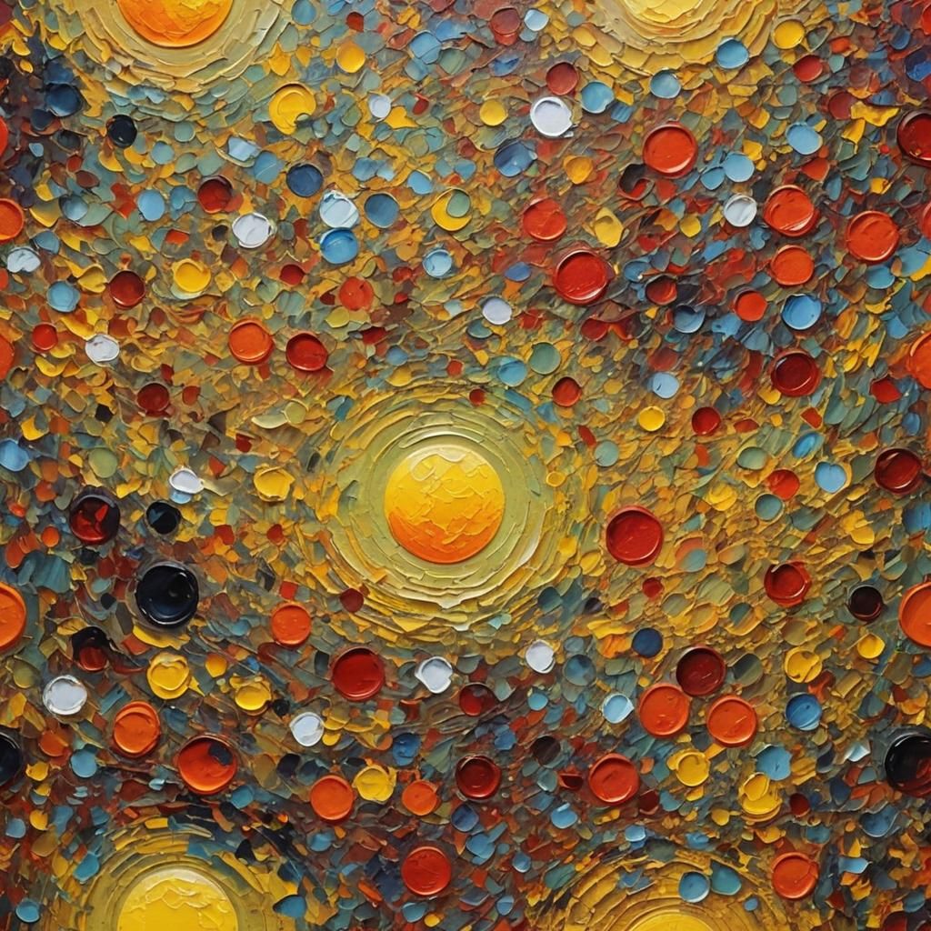 Yellow and Red Moon Oil Painting